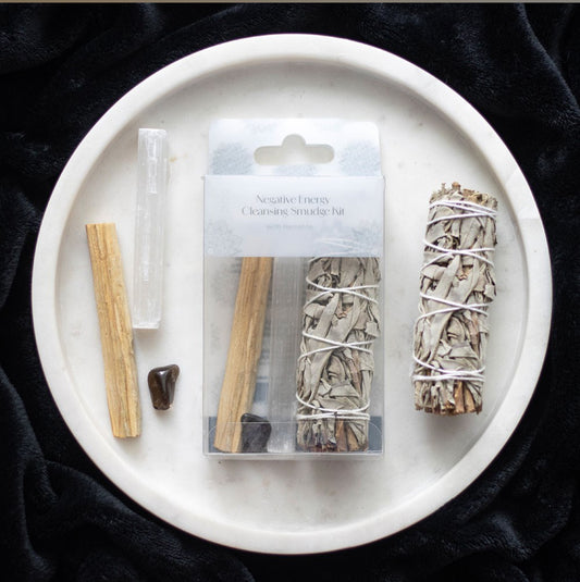 NEGATIVE ENERGY SMUDGE KIT WITH HEMATITE