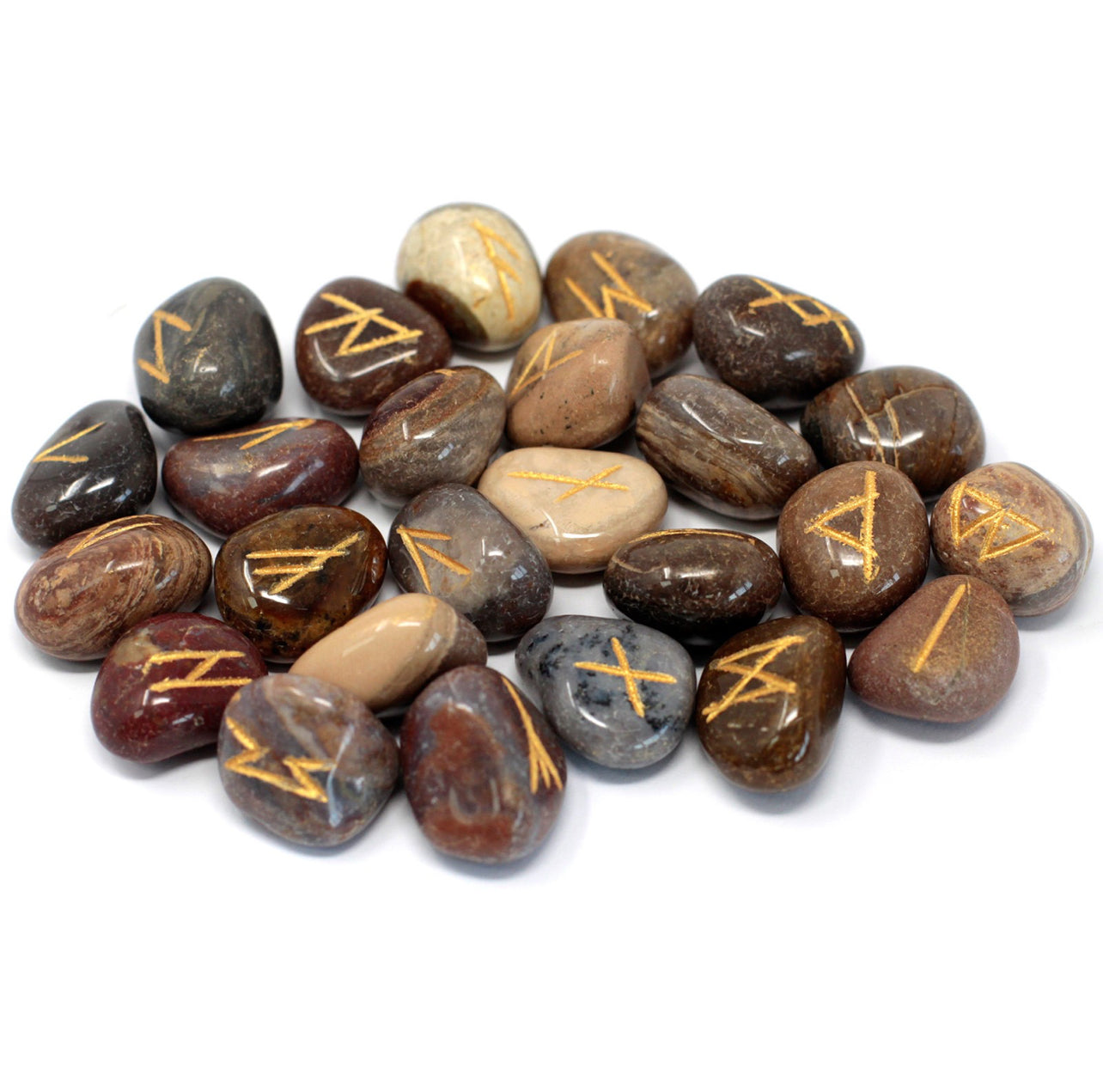 Runes Stone Set in Pouch - Fancy Jasper