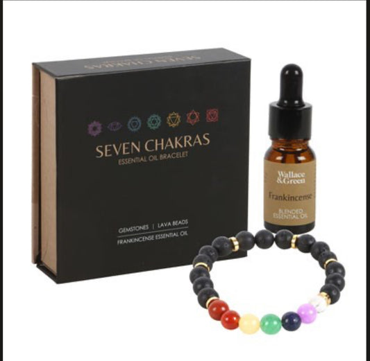 SEVEN CHAKRA MIXED GEMSTONE ESSENTIAL OIL BRACELET