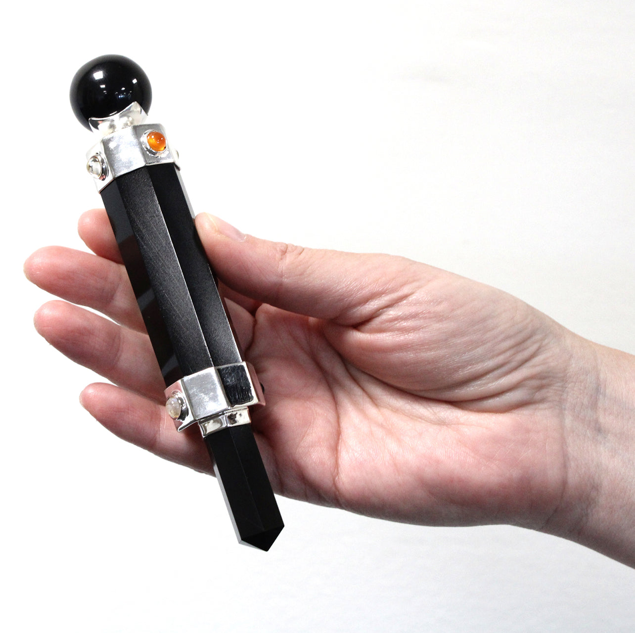 Hexagonal Crystal Healing Wand - 12cm - Black Agate