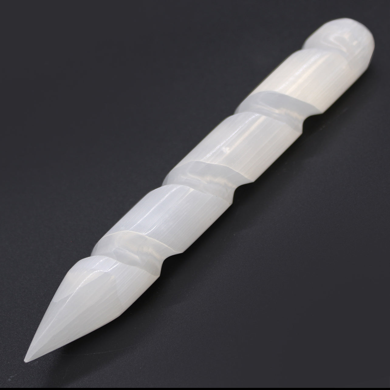 Selenite Spiral Wands - 16 cm (Point One Ends)