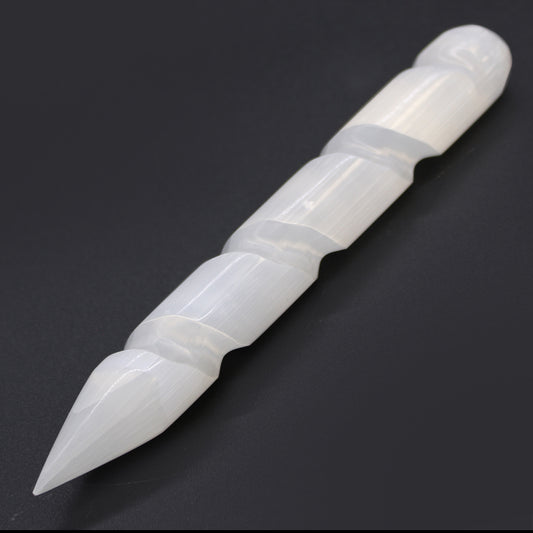 Selenite Spiral Wands - 16 cm (Point One Ends)