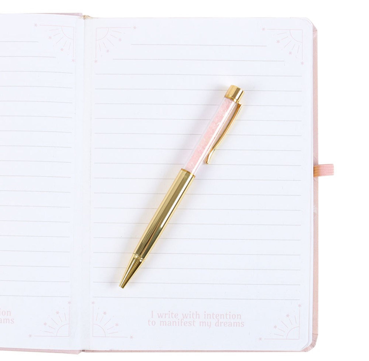 GODDESS ENERGY A5 MANIFESTATION JOURNAL AND ROSE QUARTZ CRYSTAL PEN