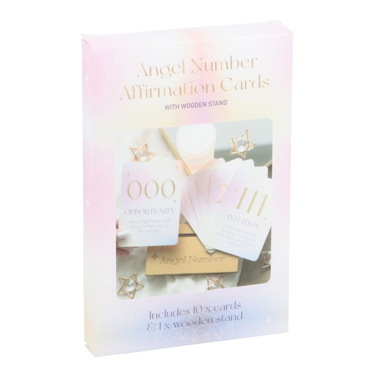 ANGEL NUMBER AFFIRMATION CARDS WITH WOODEN STAND